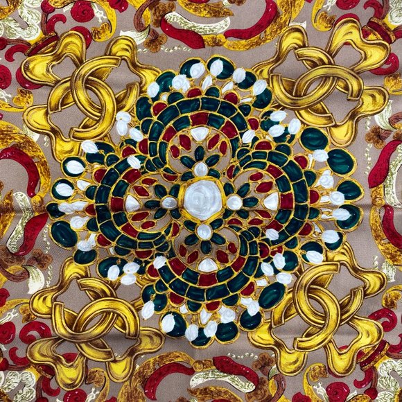 Chanel Silk Scarf Autumnal Birds CC Ornate Classic Mosaic - Picture 3 of 11